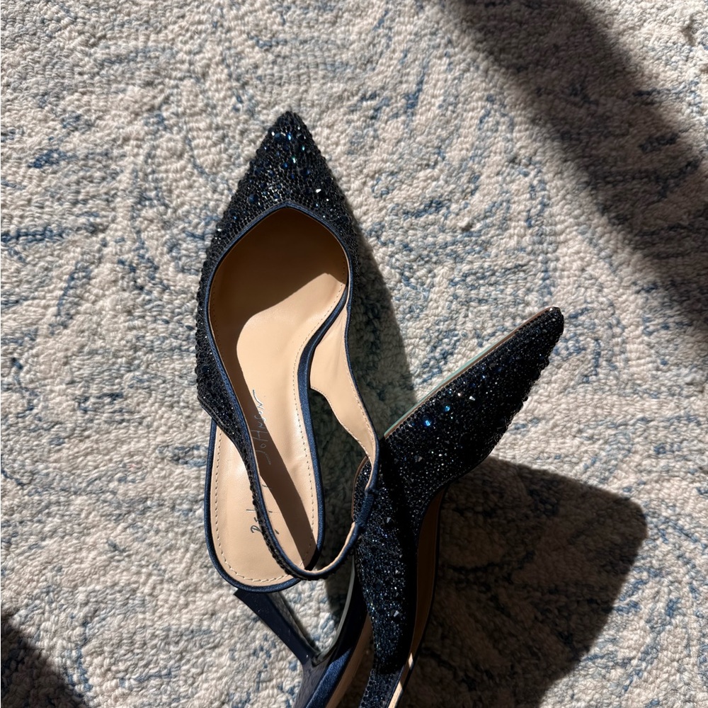 Betsey Johnson Black Glitter Heels